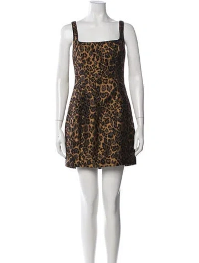 Pre-owned Saylor Animal Print Mini Dress In Black