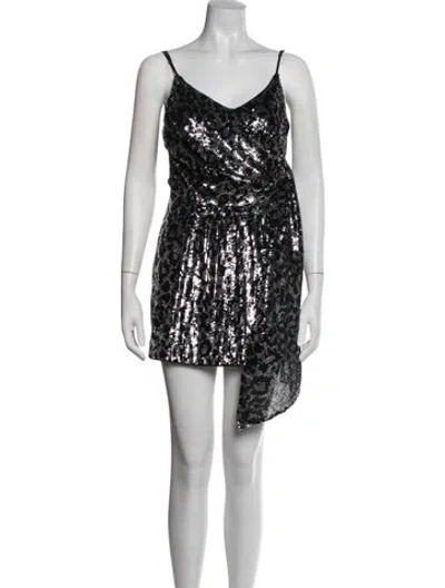 Pre-owned Saylor Animal Print Mini Dress In Black/silver
