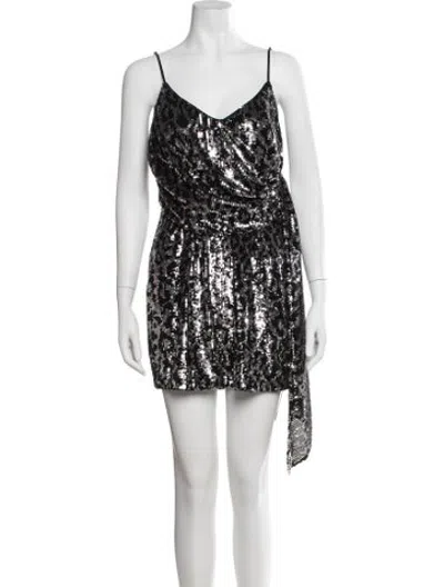 Pre-owned Saylor Animal Print Mini Dress In Black/silver