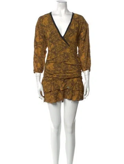 Pre-owned Saylor Animal Print Mini Dress In Yellow