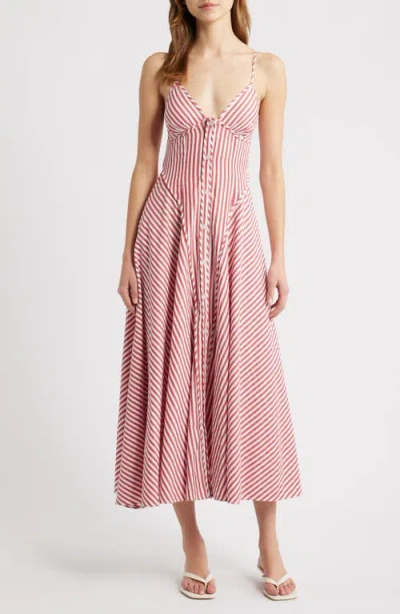 Saylor Arabella Stripe Midi Dress In Pink