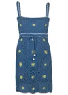 Saylor Aster Daisy Granny Square Crochet Mini Dress In Blue