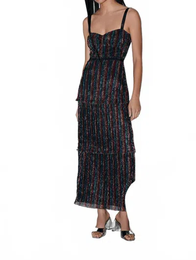 Saylor Aviva Midi Dress In Rainbow In Black
