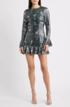 Saylor Brioni Sequin Long Sleeve Minidress In Multi