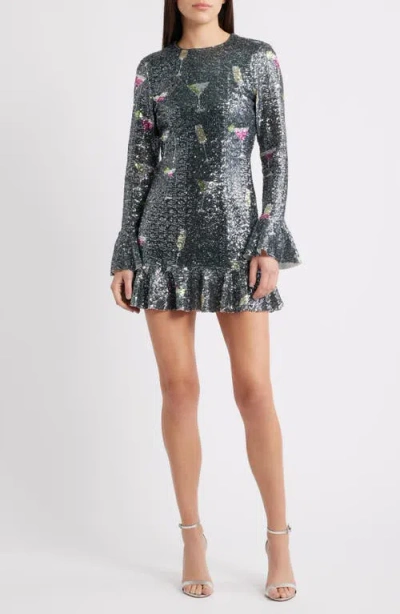 Saylor Brioni Sequin Long Sleeve Minidress In Multi