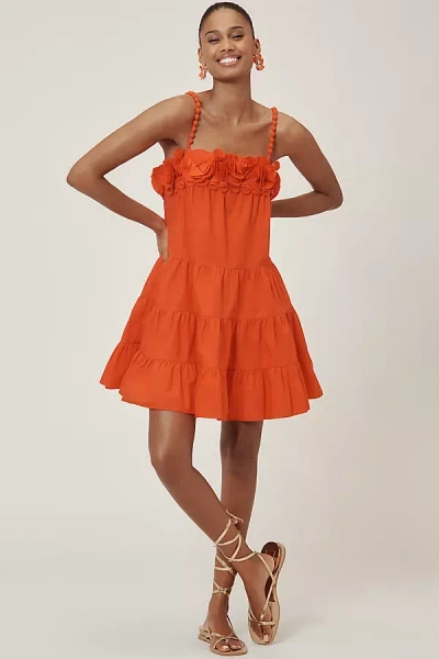 Saylor Carie Sleeveless Ruffled Square-neck Tiered Mini Dress