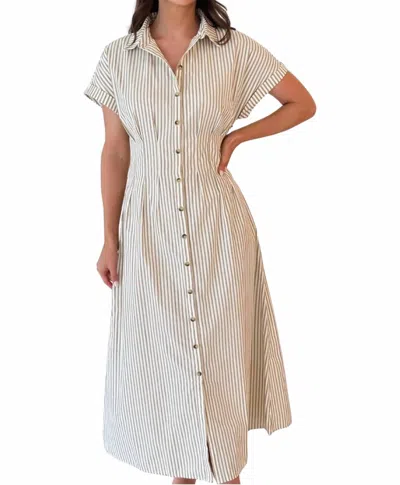 Saylor Colby Midi Dress In Crm/brown In White
