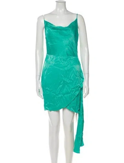 Pre-owned Saylor Cowl Neck Mini Dress In Green