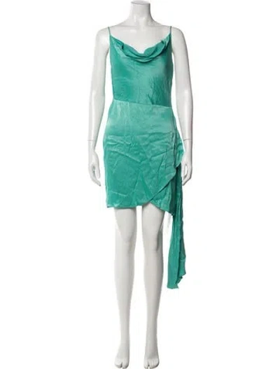 Pre-owned Saylor Cowl Neck Mini Dress In Green
