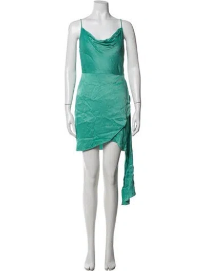 Pre-owned Saylor Cowl Neck Mini Dress In Green
