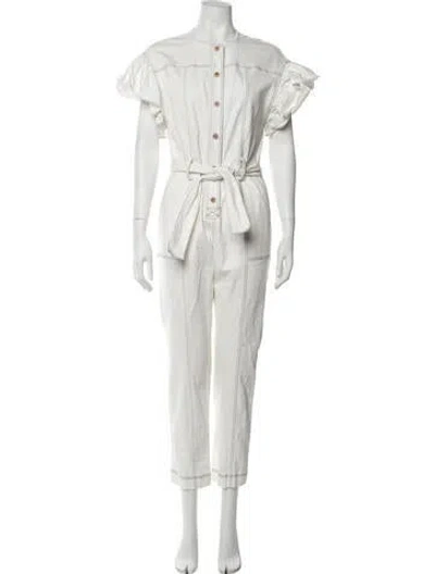 Pre-owned Saylor Crew Neck Jumpsuit In White