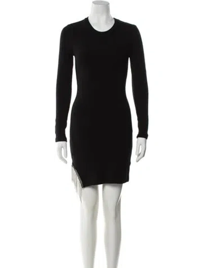 Pre-owned Saylor Crew Neck Mini Dress In Black