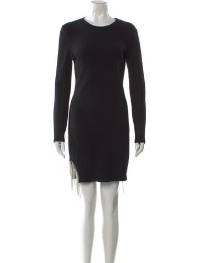 Pre-owned Saylor Crew Neck Mini Dress In Black