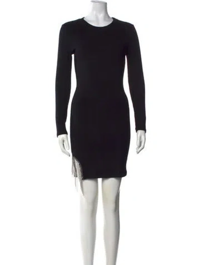 Pre-owned Saylor Crew Neck Mini Dress In Black