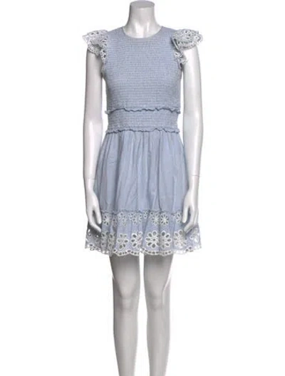 Pre-owned Saylor Crew Neck Mini Dress In Blue