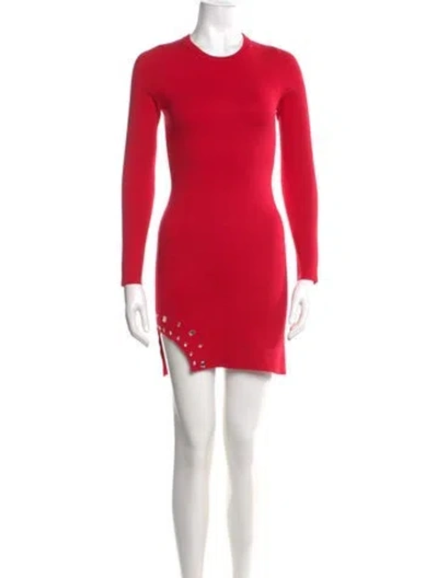 Pre-owned Saylor Crew Neck Mini Dress In Red
