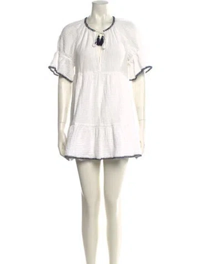 Pre-owned Saylor Crew Neck Mini Dress In White