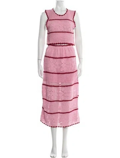Pre-owned Saylor Crochet Striped Skirt Set In Pink
