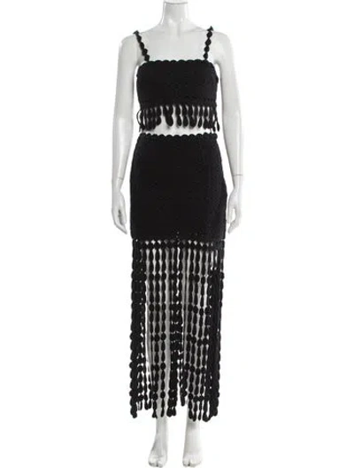 Pre-owned Saylor Crochet Trim Skirt Set In Black