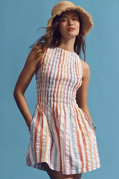 Saylor Elenor Smocked Mini Dress In Multi