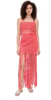 Saylor Elie Fringe Embroidery Skirt Set Poppy