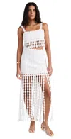 Saylor Elie Fringe Midi Skirt Set White In White