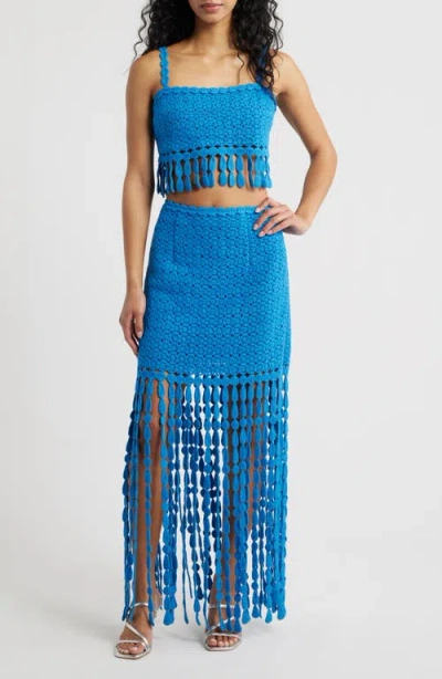 Saylor Elie Two-piece Fringe Dress In Blue