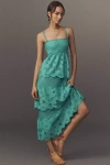Saylor Elloise Eyelet Tiered Midi Dress In Blue