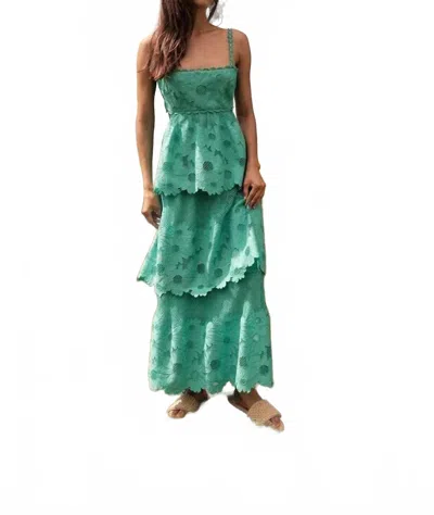 Saylor Elloise Sunflower Eyelet Midi Dress In Aqua In Green