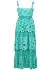 Saylor Elloise Sunflower Mesh Eyelet Midi Dress In Green