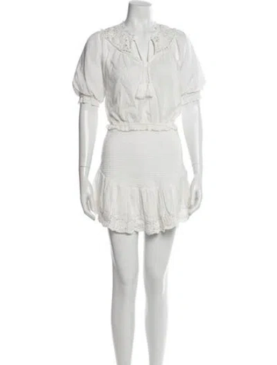 Pre-owned Saylor Embroidered Accent Skirt Set In White