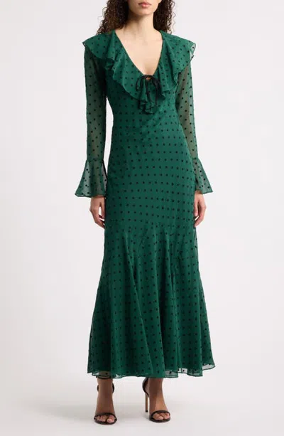 Saylor Fiamma Polka Dot Maxi Dress In Green