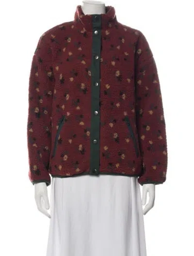 Pre-owned Saylor Floral Print Jacket In Burgundy