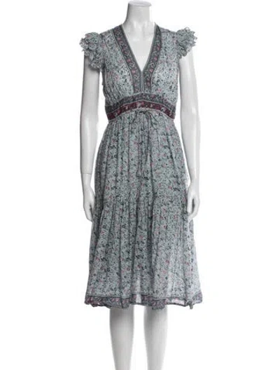 Pre-owned Saylor Floral Print Knee-length Dress In Blue