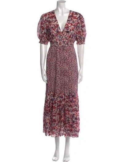 Pre-owned Saylor Floral Print Long Dress In Neutral
