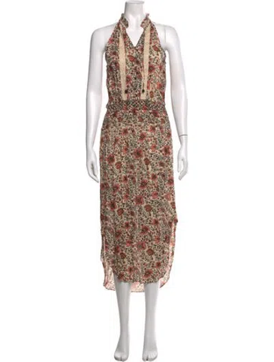 Pre-owned Saylor Floral Print Long Dress In Neutrals