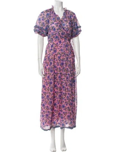 Pre-owned Saylor Floral Print Long Dress In Pink
