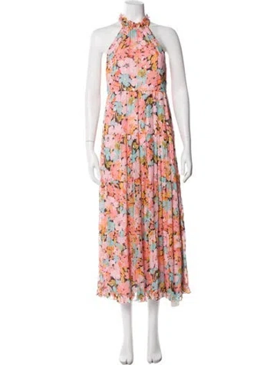 Pre-owned Saylor Floral Print Long Dress In Pink