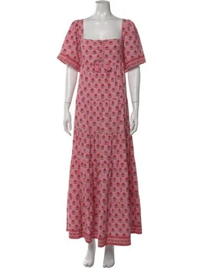 Pre-owned Saylor Floral Print Long Dress In Pink