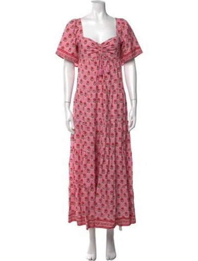 Pre-owned Saylor Floral Print Long Dress In Pink