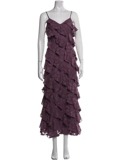 Pre-owned Saylor Floral Print Long Dress In Purple