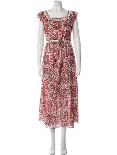 Pre-owned Saylor Floral Print Long Dress In Red