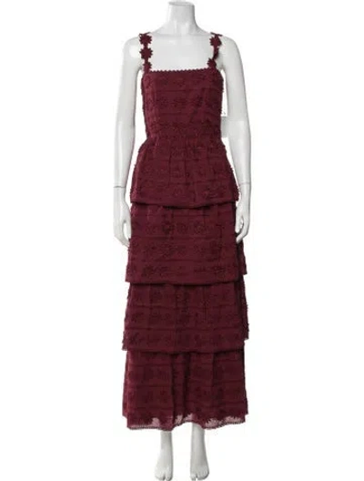 Pre-owned Saylor Floral Print Long Dress In Red