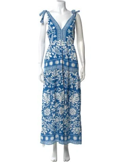 Pre-owned Saylor Floral Print Long Dress W/ Tags In Blue
