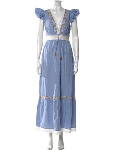 Pre-owned Saylor Floral Print Long Dress W/ Tags In Blue