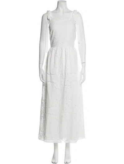 Pre-owned Saylor Floral Print Long Dress In White