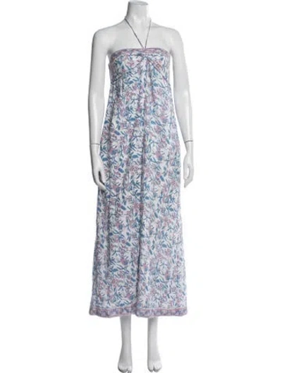 Pre-owned Saylor Floral Print Long Dress In White