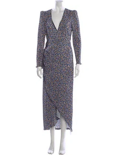 Pre-owned Saylor Floral Print Midi Length Dress In Black