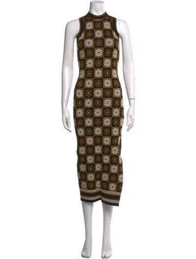Pre-owned Saylor Floral Print Midi Length Dress In Black