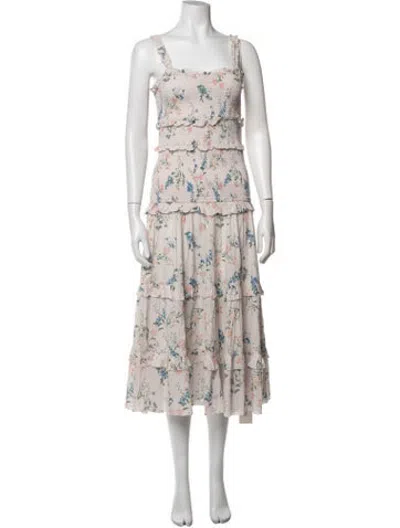 Pre-owned Saylor Floral Print Midi Length Dress In Multicolor